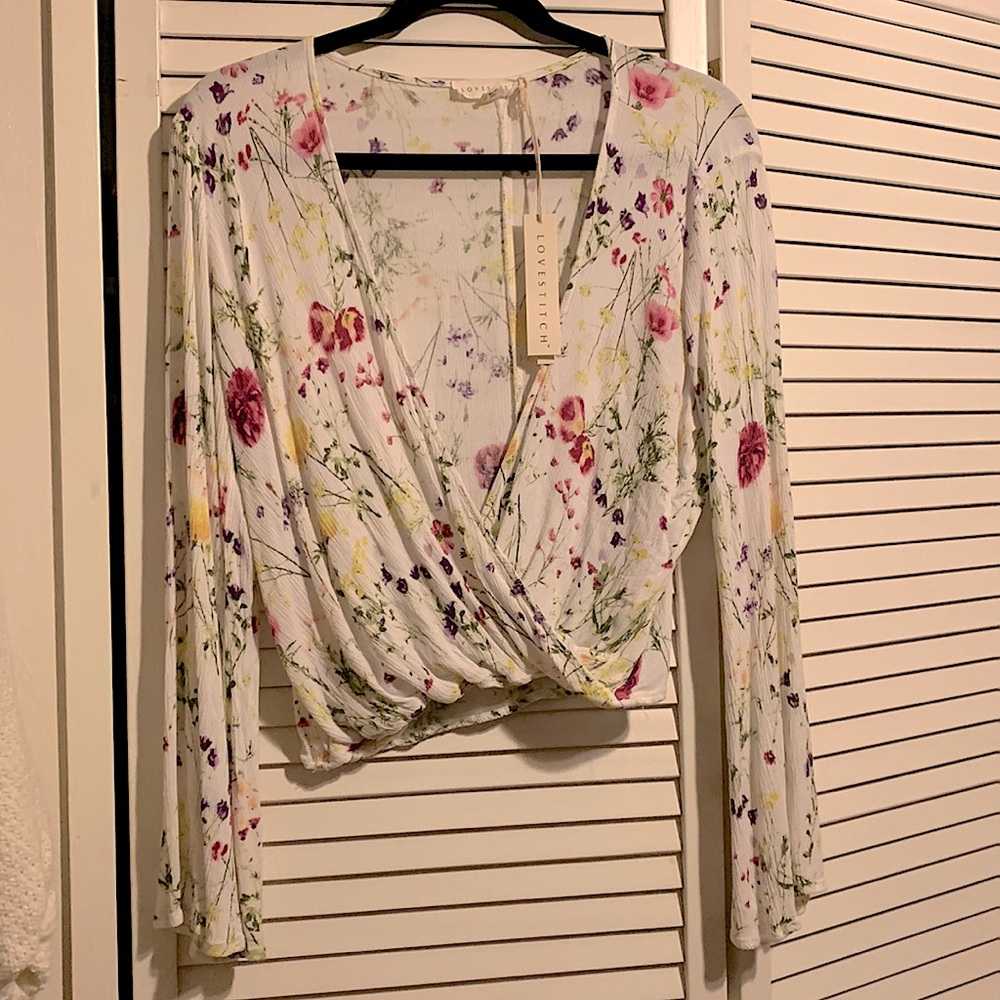 White Lovestitch Surplice top